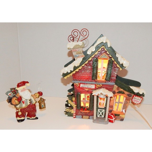 Kurt Adler Snowtown Village Claus & Co Workshop Lighted House With Santa Claus - Picture 1 of 13